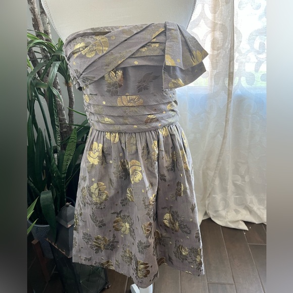 NYE strapless Juicy couture grey and gold metallic y2k - Picture 3 of 14